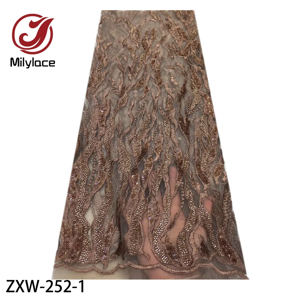 African Mesh Lace Fabric High Quality Embroidered with Heavy Hand Beaded for Wedding ZXW-252-253-254 | Дом и сад