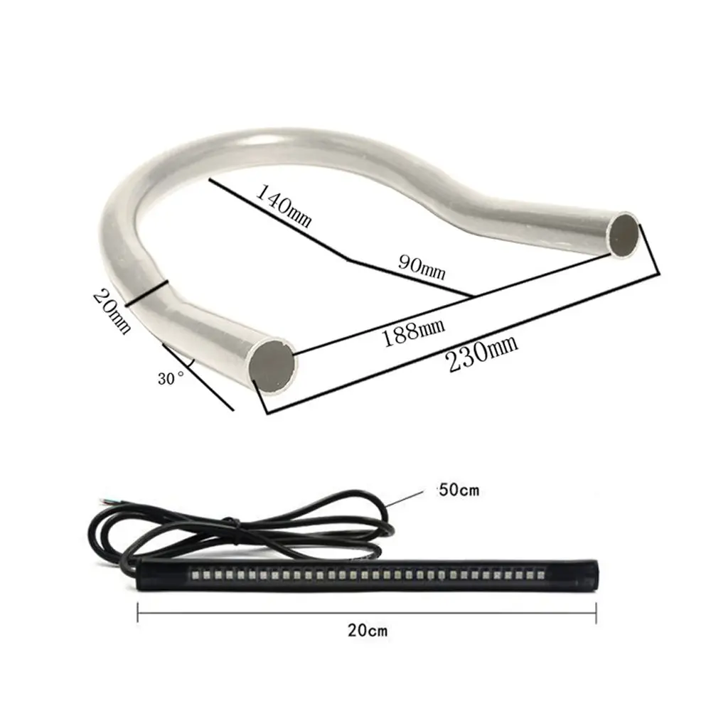 

230mm Upswept Cafe Racer Seat Frame Hoop Loop w/LED Brake Turn Singal Light