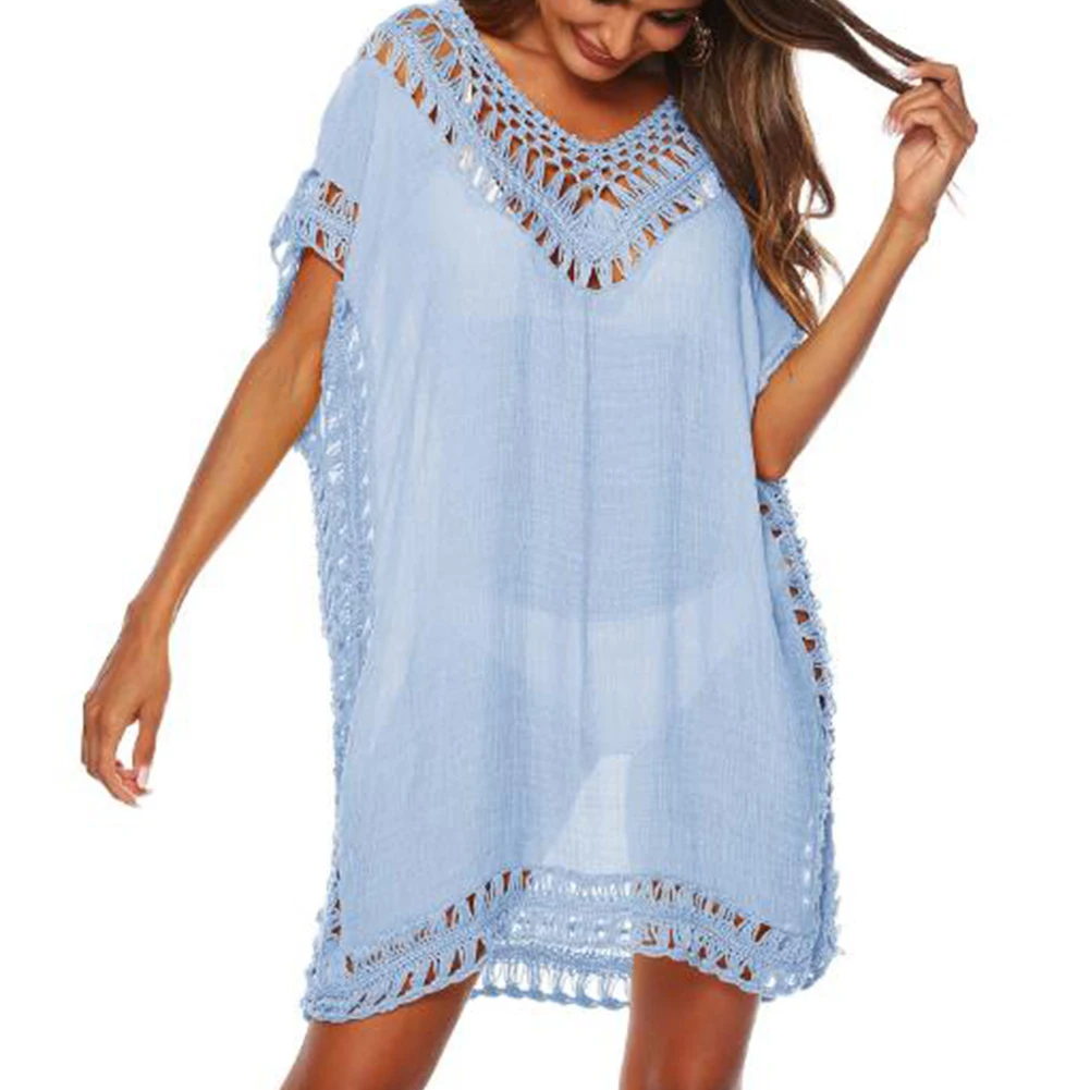 Женская модная Свободная блузка с коротким рукавом для отдыха плавания