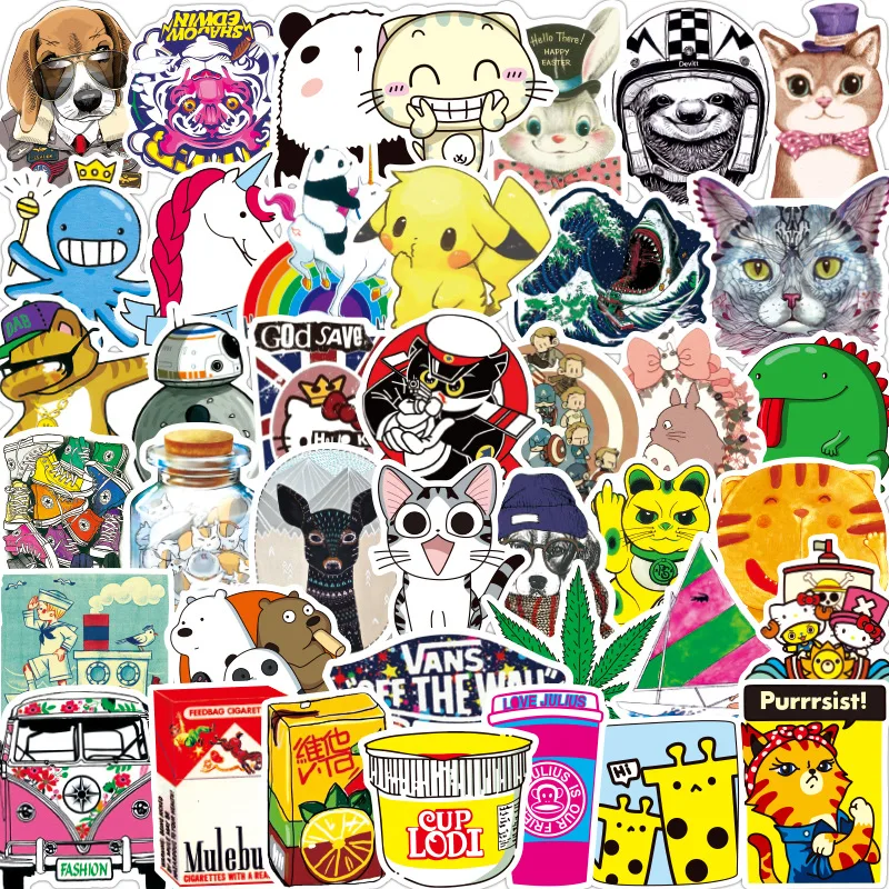 100 шт. маленькие свежие милые наклейки Vsco Мультяшные граффити не повторяют чехол