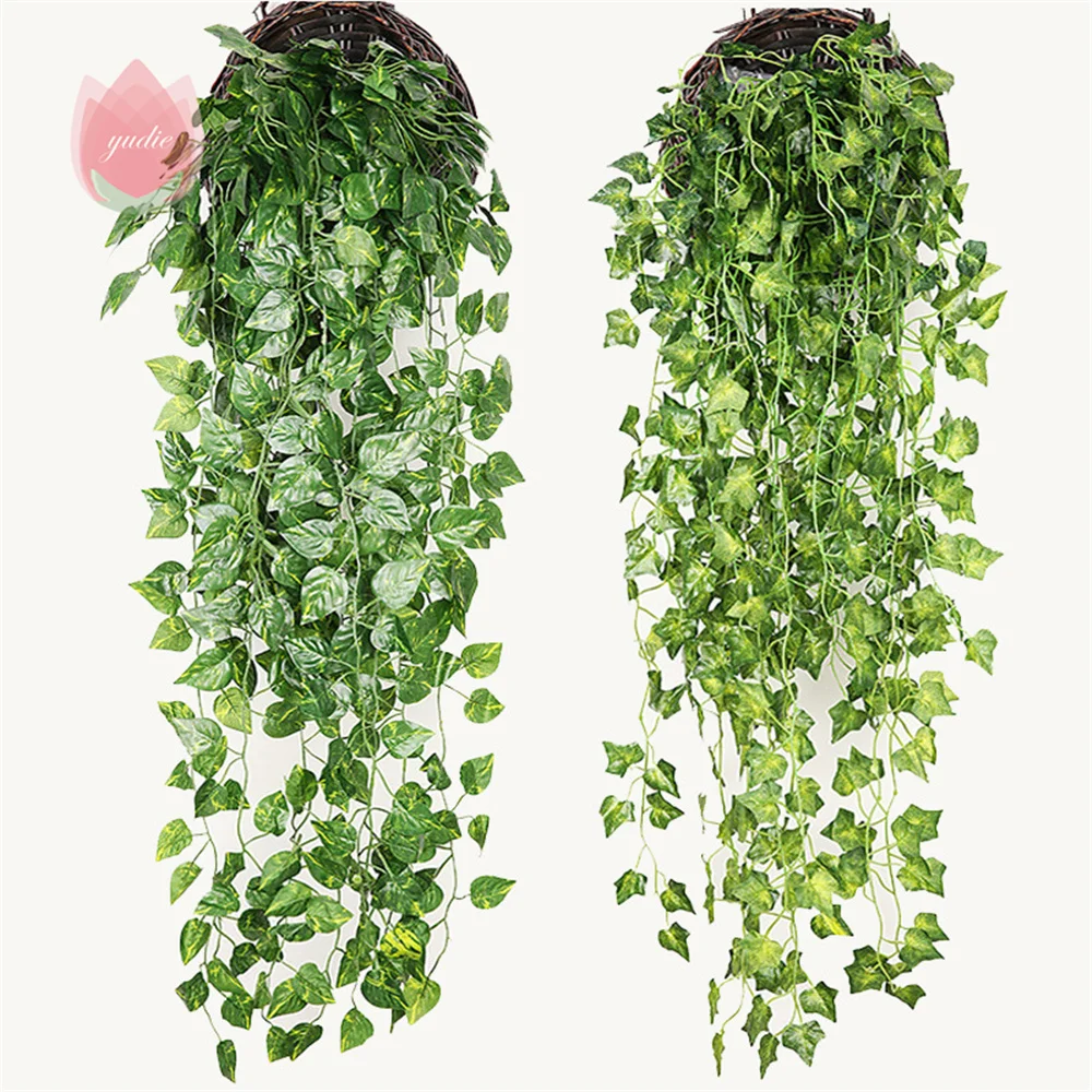 Искусственный Плющ 90 см зеленые листья лозы искусственное растение Настенное