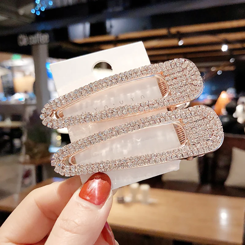 

Rhinestone Hair Clip Girls Snap Hair Barrette Stick Hairpin Hair Styling Accessories For Women Girls 2020 New Fashion Women H