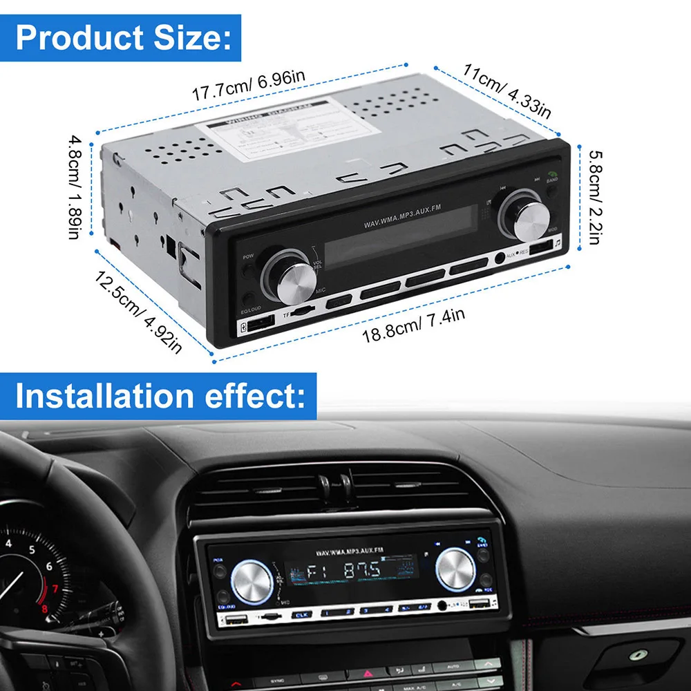Автомобильная стереосистема 1 Din MP3 Bluetooth функция ручного звонков с зарядным