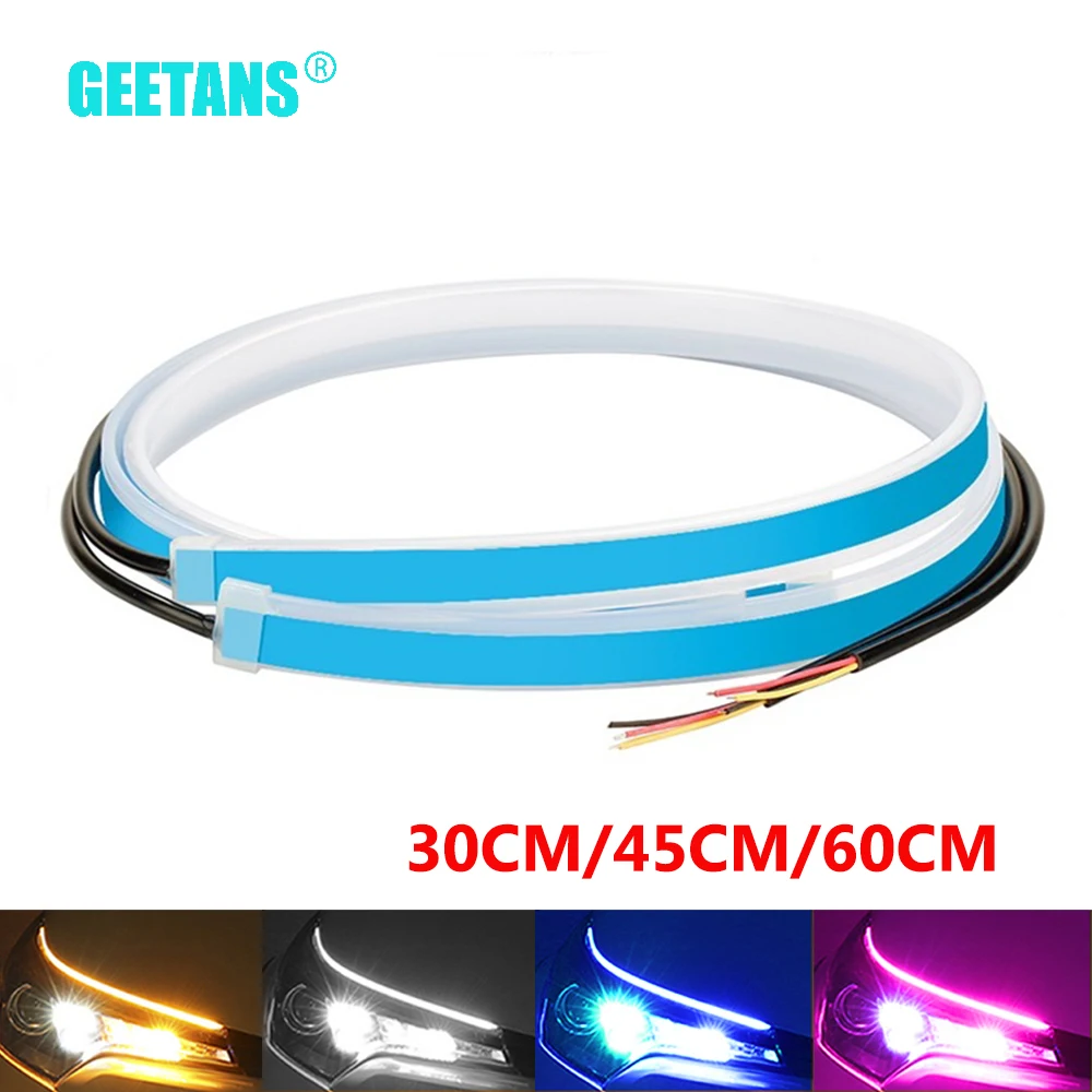 2 шт. DRL 30/45/60 см дневной ходовой светильник Гибкая мягкая трубка направляющая