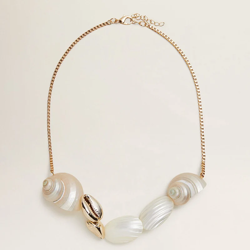 2019 ZA Бохо ракушка Ожерелье Золотая оболочка цепь ожерелье женское Seashell ювелирные