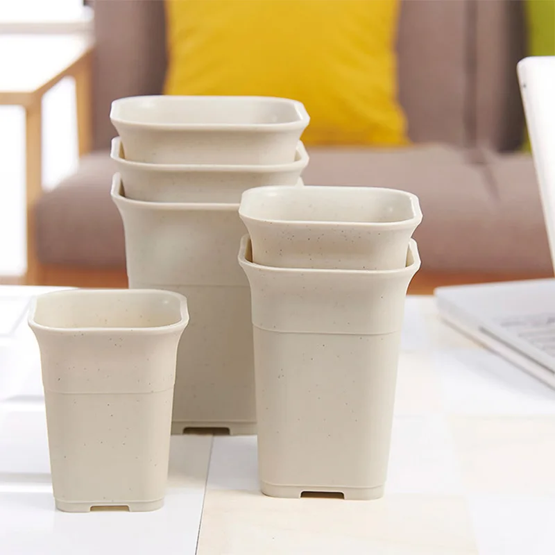 Квадратный толстый матовый декоративный цветочный горшок Para Черный Белый