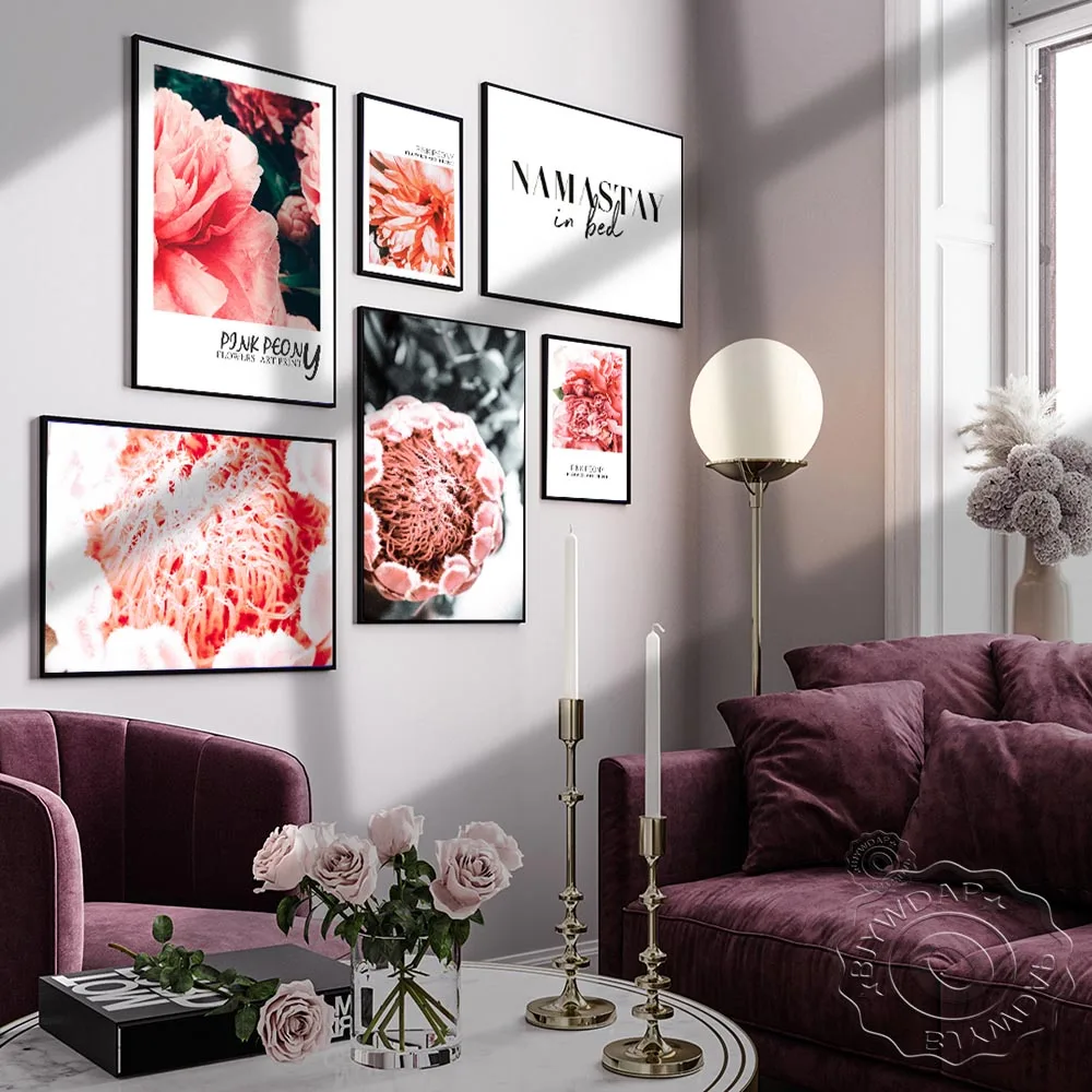 

Canvas Painting Nordic Decor Pink Peony Flower Posters and Prints Wall Art Floral Picture Bedroom Living Room Home Decoration