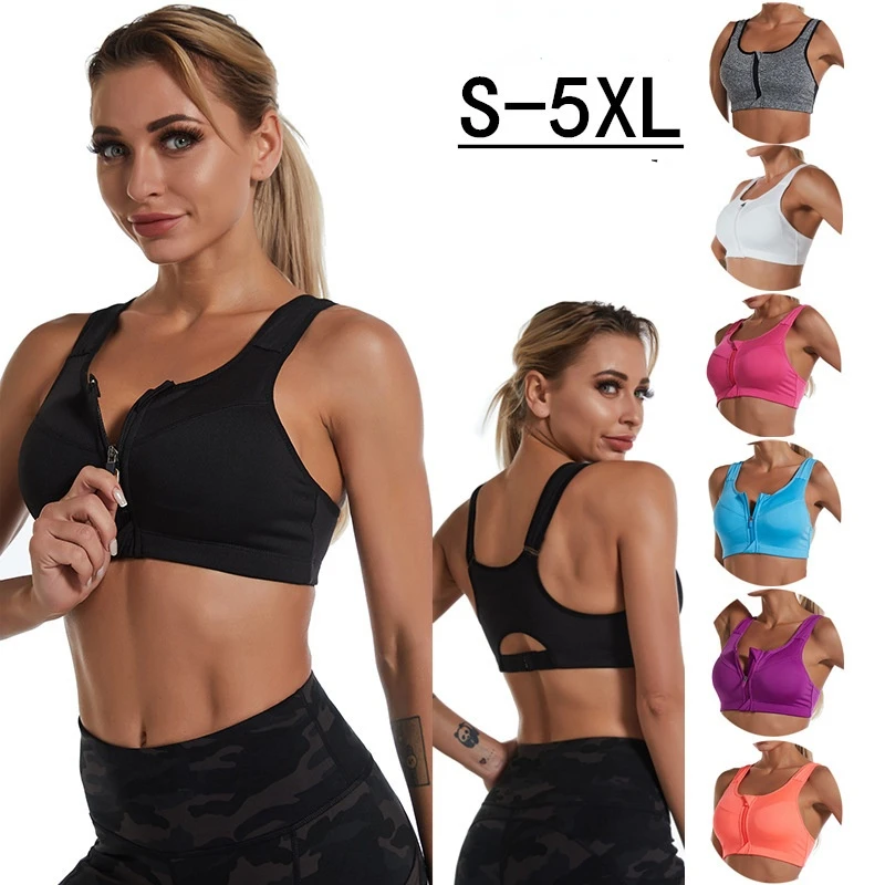 

Fitness Sports Bra for Women Crop Top Push Up Wirefree Padded Zipper Bra Running Gym Training Workout Yoga Underwear Crop Tops