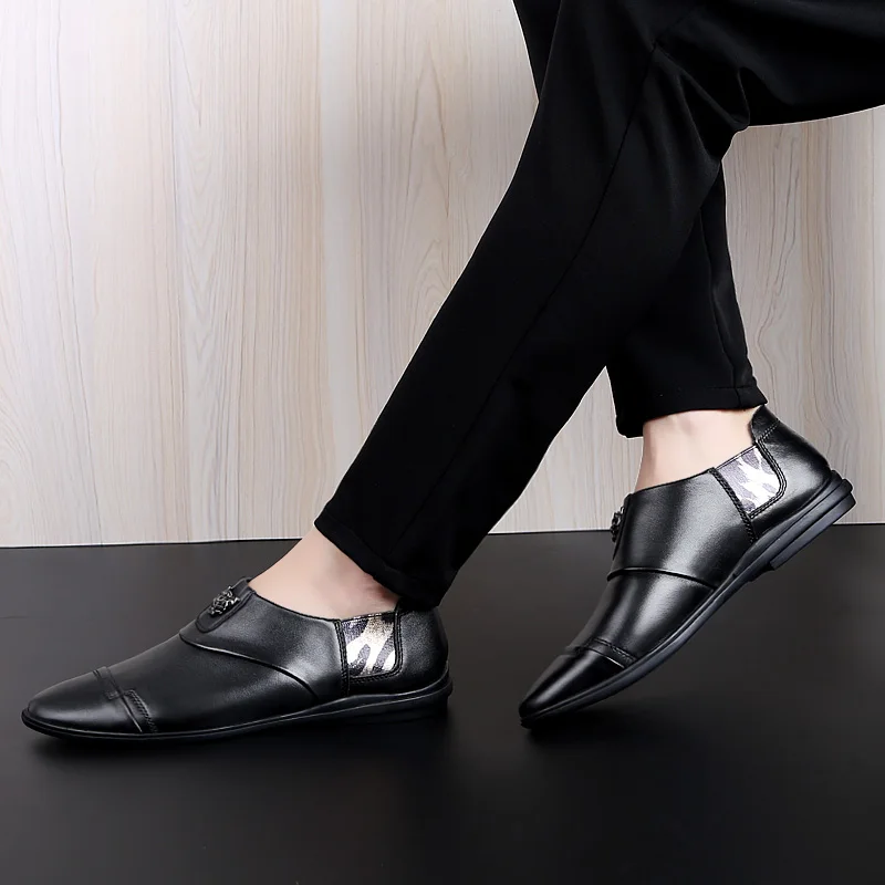 

Men Oxford Leather Shoes British Black Blue Shoes handmade comfortable formal dress men flats Lace-Up Business Formal Shoes