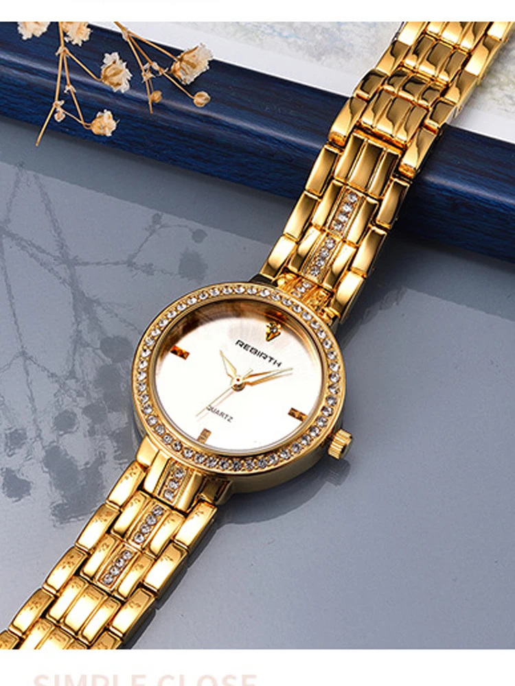 Роскошные женские золотые часы стразы из нержавеющей стали хардлекс кварцевые