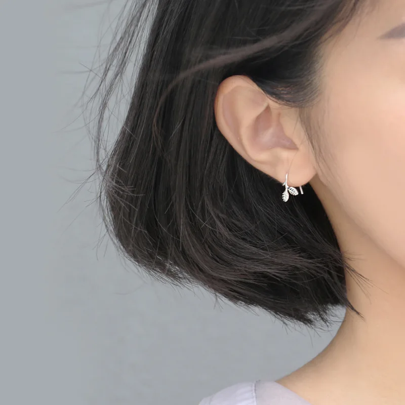 

New Leaves Sprout Stud Earrings For Women Korea Cute Mini Simple Geometry Vintage Fashion Hot Sale Student Jewelry Gift BOYULIGE