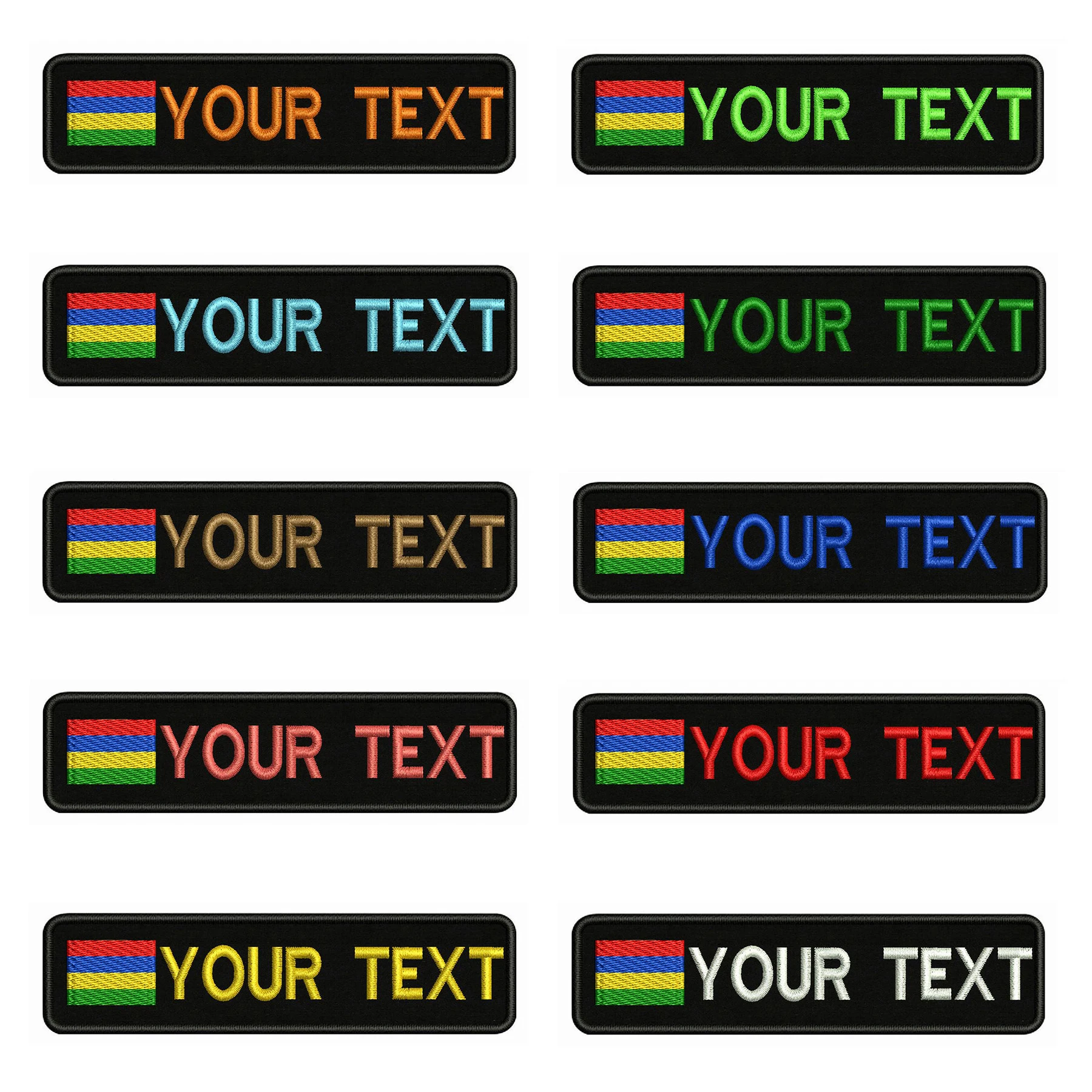 Флаг Маврикия 10X2.5cm вышивка пользовательское имя заплатка с текстом полосы