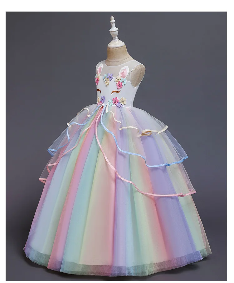 Unicorn dress Flower Girl Wedding Dress Elegent Kids Tutu Princess Party Dresses For Girls Formal Children robe vestidos | Детская
