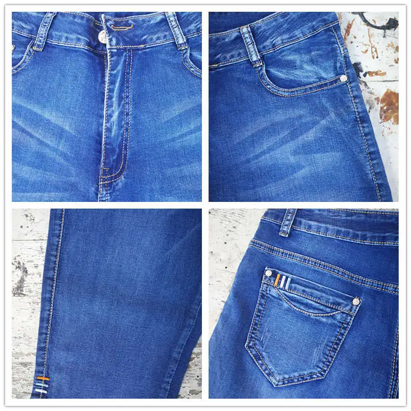 

Women Summer Jeans Pants High Waist Cropped Trousers Slim Casual Pantalon Female Denim Capris Plus Size