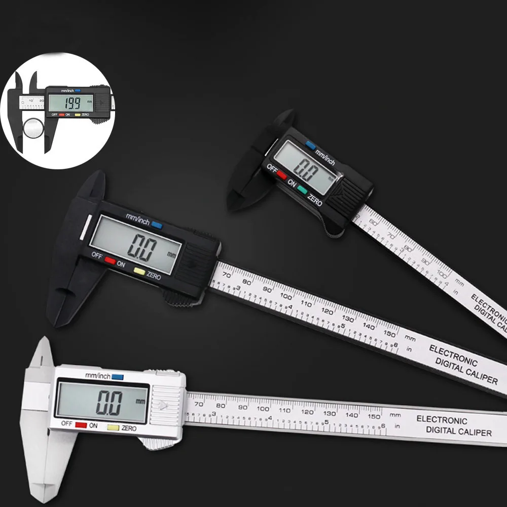 

150mm 100mm Electronic Digital Caliper 6 Inch Carbon Fiber Vernier Caliper Gauge Micrometer Measuring Tool Digital Ruler