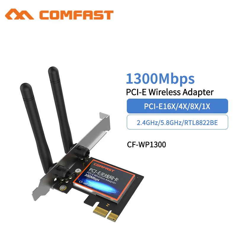 Сетевая карта Wireless-AC RTL8822 PCI Express PCi-e 1300 Мбит/с 802.11b/G/N Gigabit для Win7 8 10 | Компьютеры и