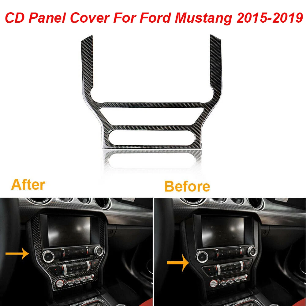

Fit For Ford Mustang 2015-2019 2016 2017 2018 Carbon Fiber Style Interior CD Panel Car Decor Cover Trim Sticker