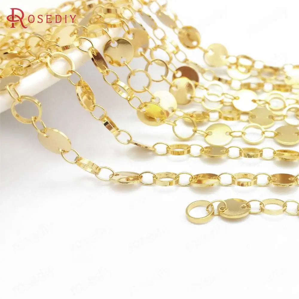 

Латунные круглые и круглые цепочки 50 см, 24 к золотого цвета для ожерелья, браслета, цепочки, материалы для изготовления ювелирных изделий, фу...