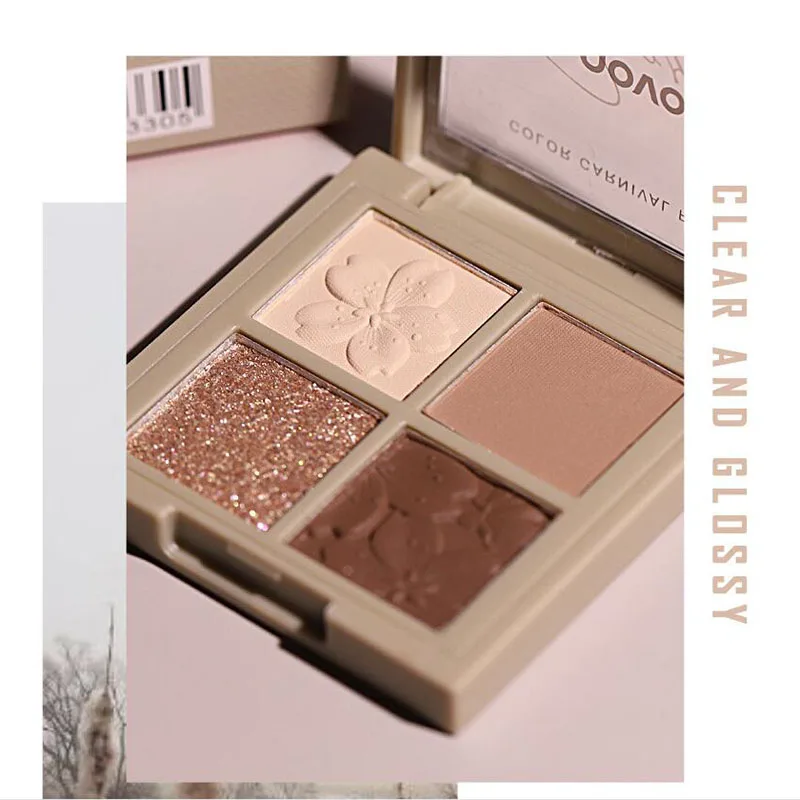 1 шт. четыре цвета теней для век матовые перламутровые блестки водостойкие и