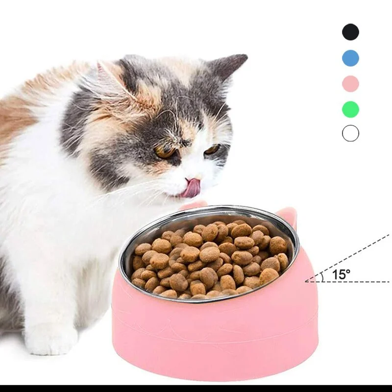 

Cat Supplies Non-slip Cat Dog Bowl 15 Degrees Tilted Safeguard Neck Puppy Cats Feeder Crashworthiness Base Pet Bowl