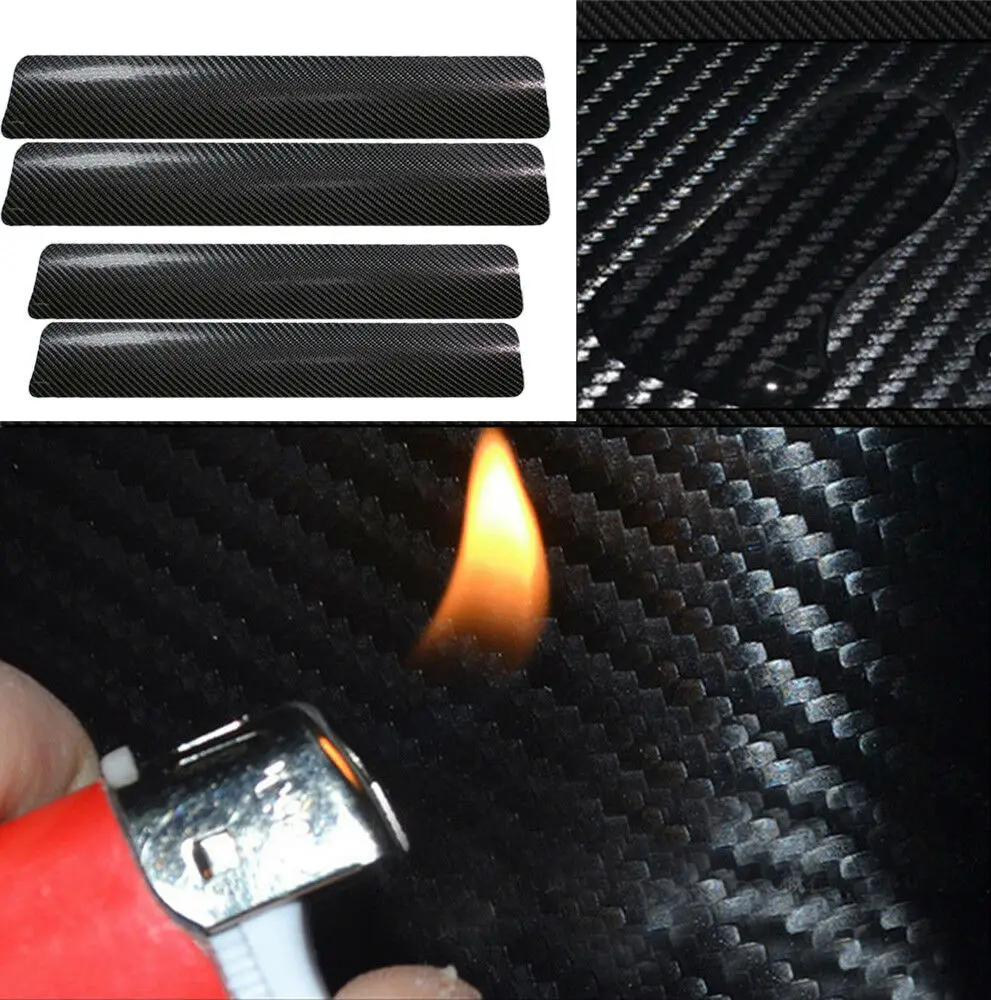 4pcs Car Accessories Door Sill Scuff Welcome Pedal Protect Carbon Fiber Sticker Black/Red/White/Silver Universal | Автомобили и