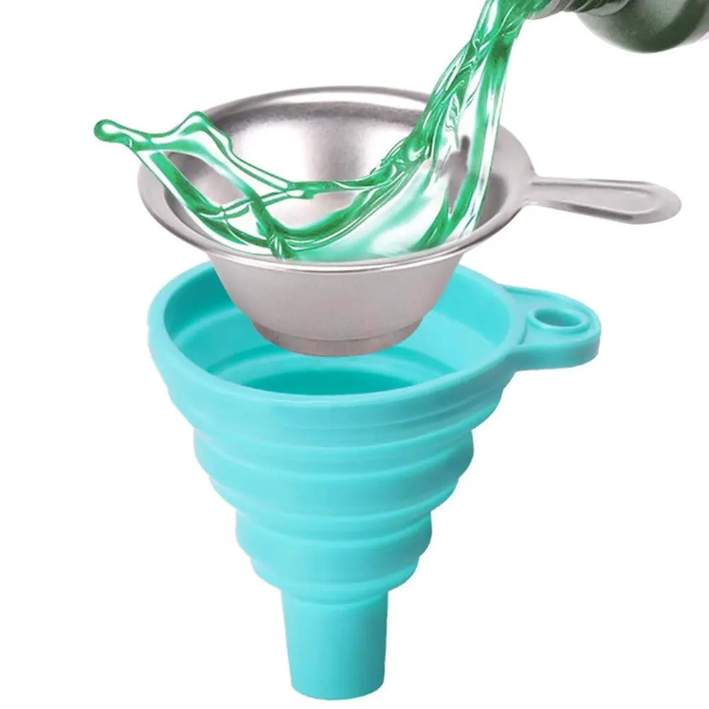 

3D Printer Filter Silicone Collapsible Resin Funnel Stainless Steel Mesh Strainer Metal UV Resin Filter With Cup Silicon Funnel