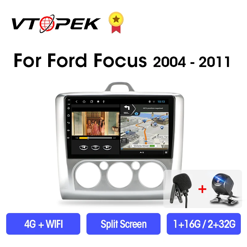 Автомагнитола VTOPEK T3L PLUS с Android 9 0 для Ford Focus 2 3 Mk2/Mk3 2004-2011 мультимедийный видеоплеер