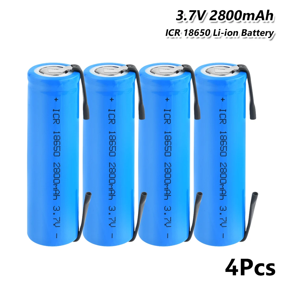 

1/2/4/6/8/10 Pcs 18650 Battery 2800mAh ICR 18650 3.7V Li-ion Rechargeable Battery With Soldering Tabs For Led Torch Headlamp