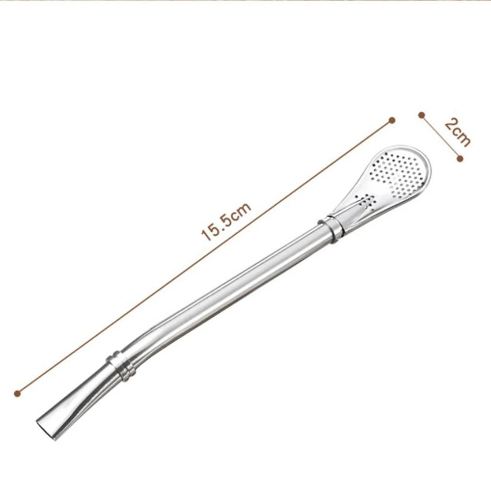 

45C 1PC Stainless Steel Drinking Straws Tea Strainer Cocktail Shaker Coffee Filtered Spoons Practical Tea Tools Double Loop Type