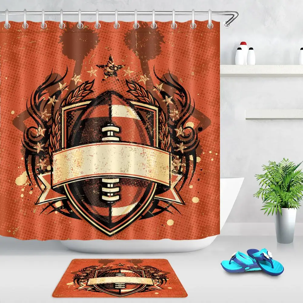 

Штора для душа в американском стиле, винтажная занавеска из полиэстера, с крючками, для ванны, купания