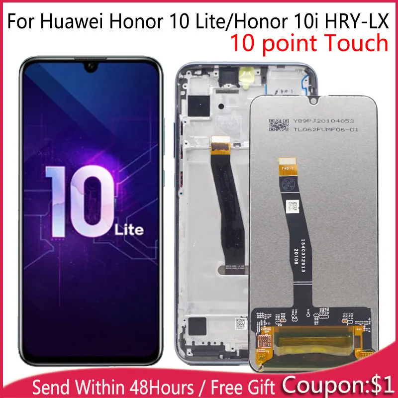 100% новый ЖК дисплей для Huawei Honor 10 Lite LCD с сенсорным экраном в сборе honor 10i HRY LX
