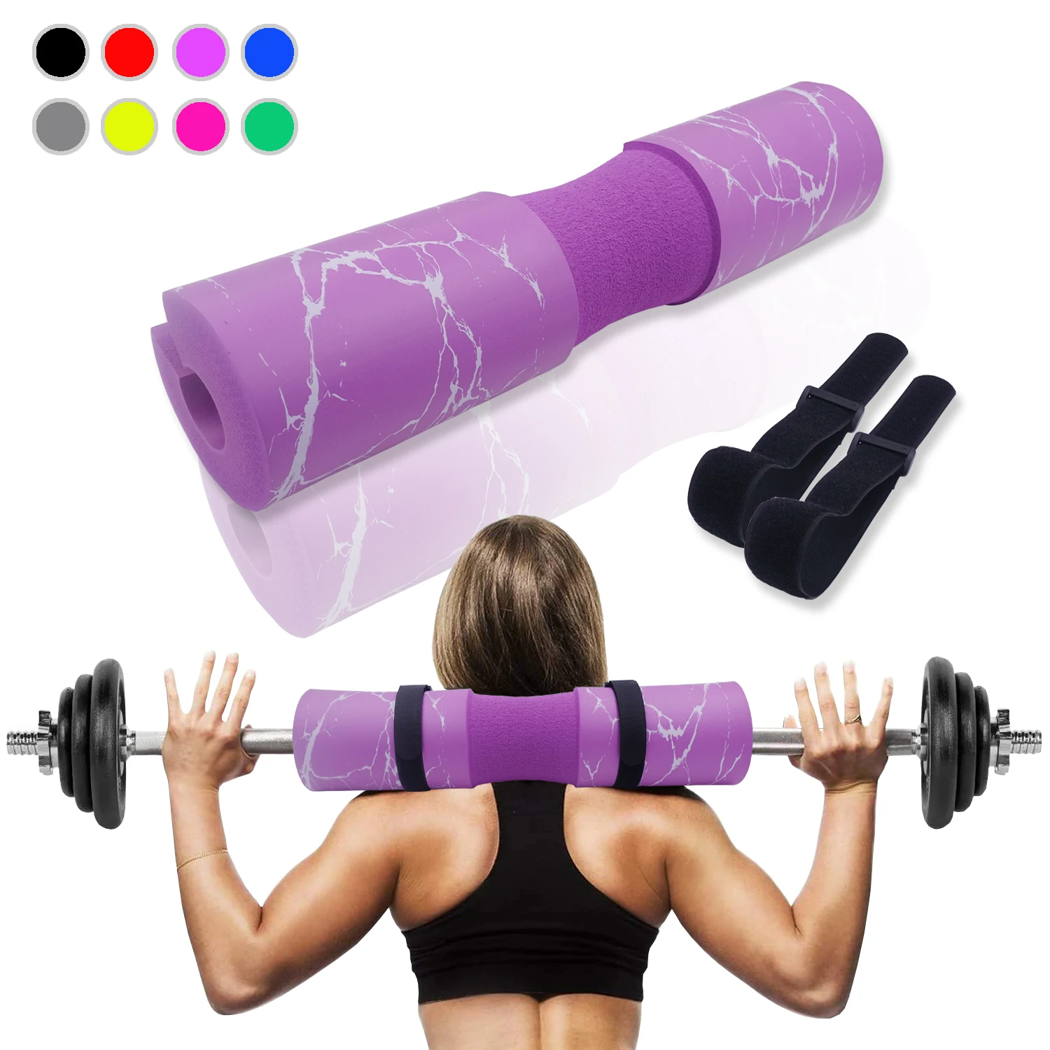 

Marbling Barbell Pad for Squat Hip Thrust Weightlifting Foam Support Protector Back Provide Relief Gym Workout Fitness Equipment