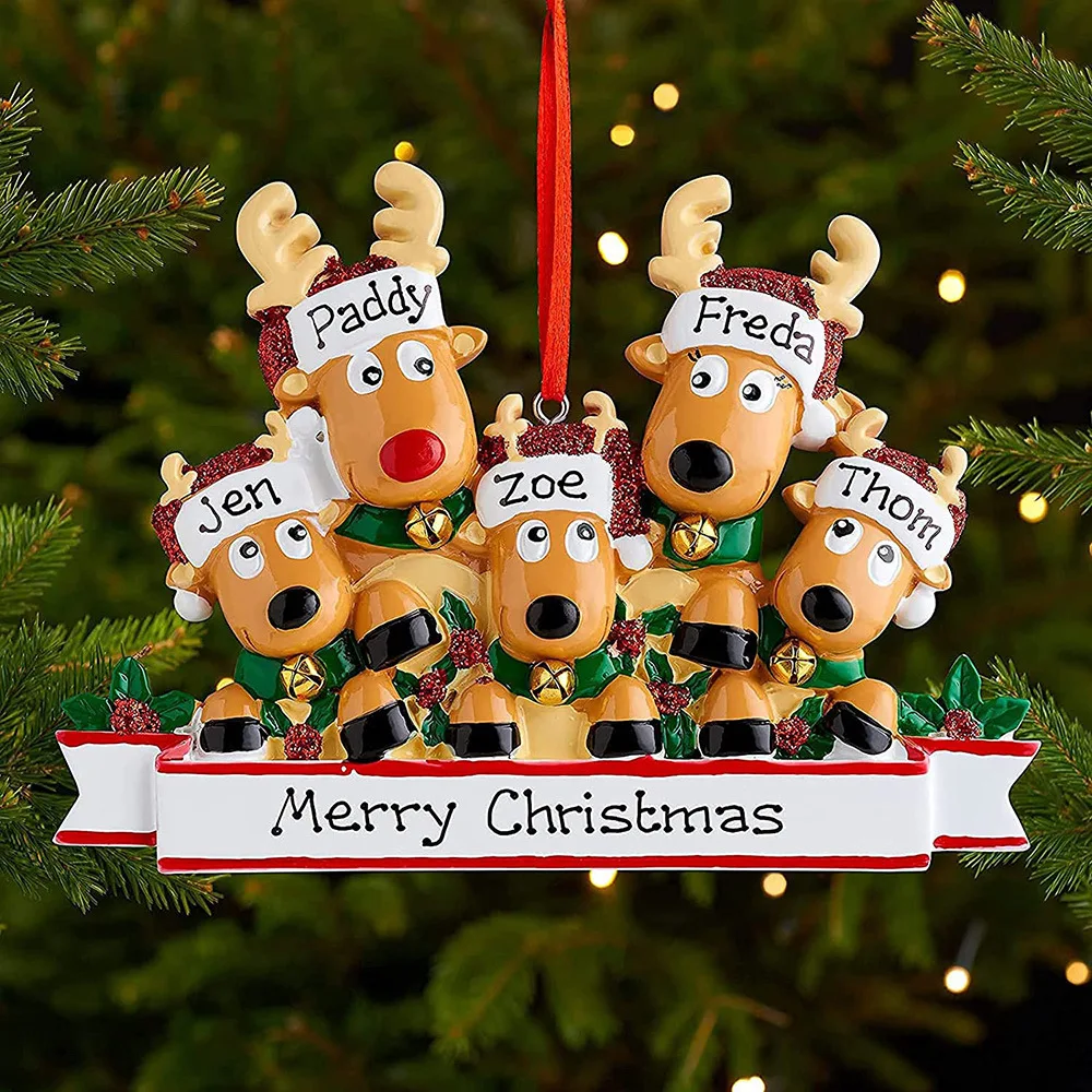 

2022 New Year Christmas Tree Decoration Resin Pendant Reindeer Family Home Party Decoration Reindeer Family Christmas Ornaments