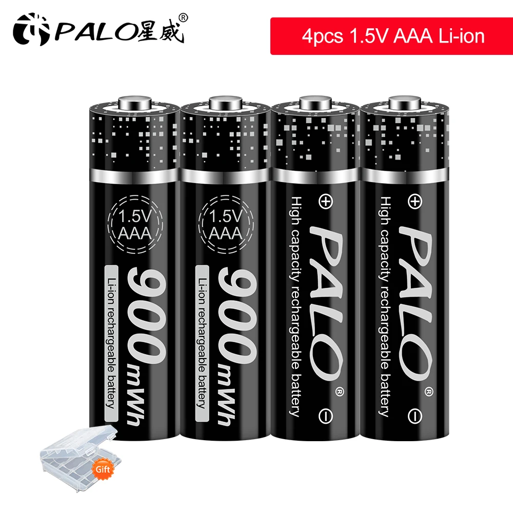 

PALO 1.5V lithium AAA Rechargeable Battery 900mWh 1.5V AAA Li-ion Rechargeable Batery for led light toy mp3