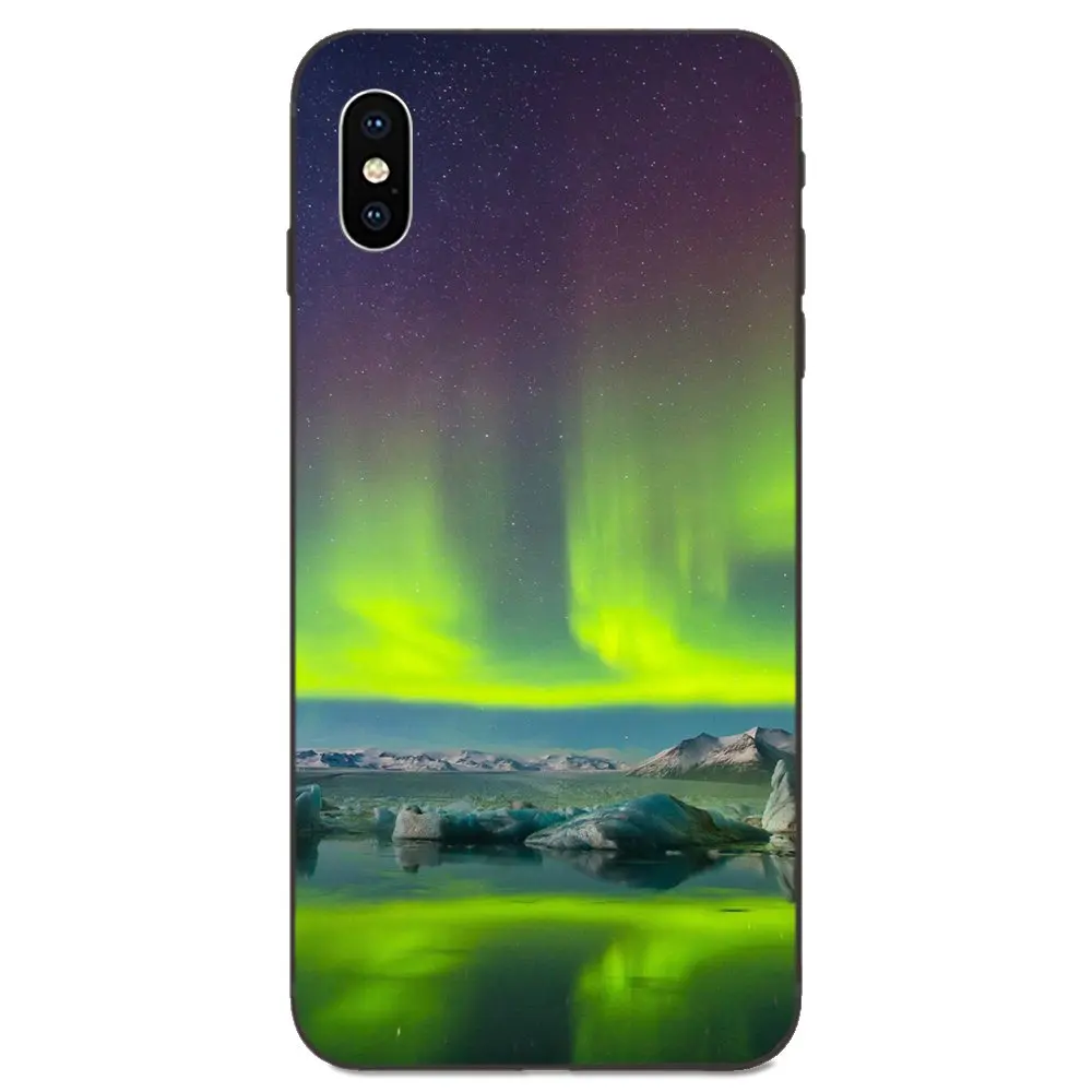 Для Apple iPhone 11 X XS Max XR Pro 4 4S 5 5S SE 6 6S 7 8 Plus ТПУ Модный Зеленый исландский Северный