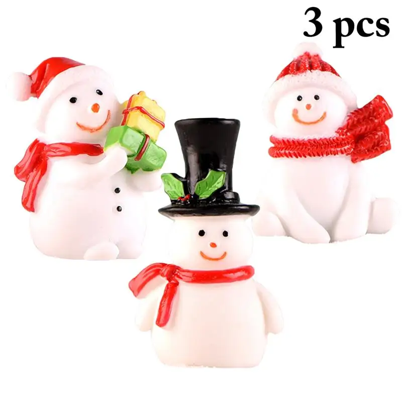 

3Pcs/Set Christmas Micro Ornament Snowman Micro Landscape Decoration Bonsai Ornament Accessories For Christmas Party