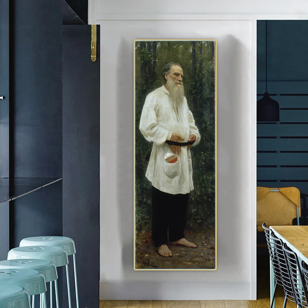 Илья эфимович Репин Лев Толстой босик 》 картина маслом на холсте эстетическая