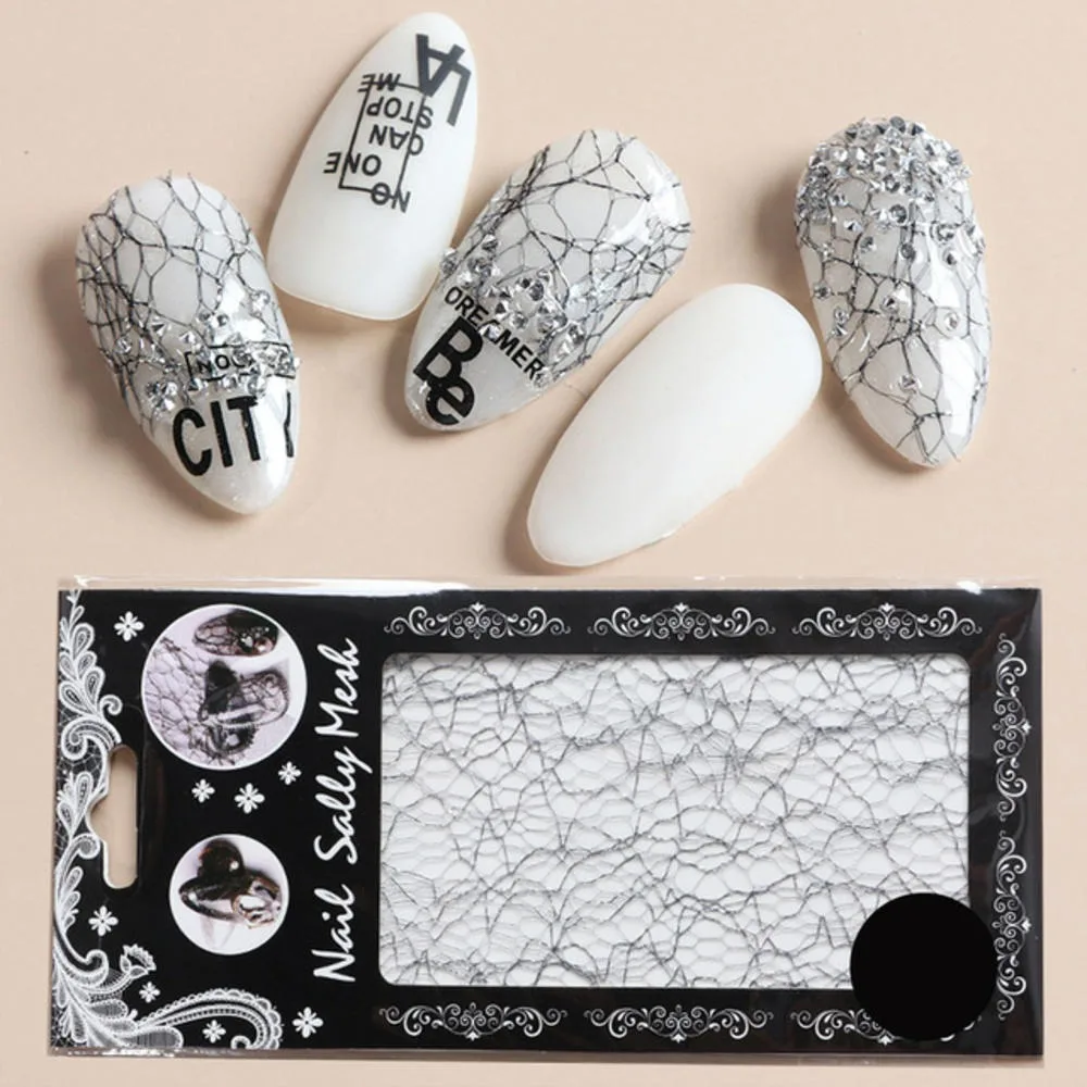 3D сетка стикер для ногтей Золотая Серебряная линия лента на ногти Holo клейкая