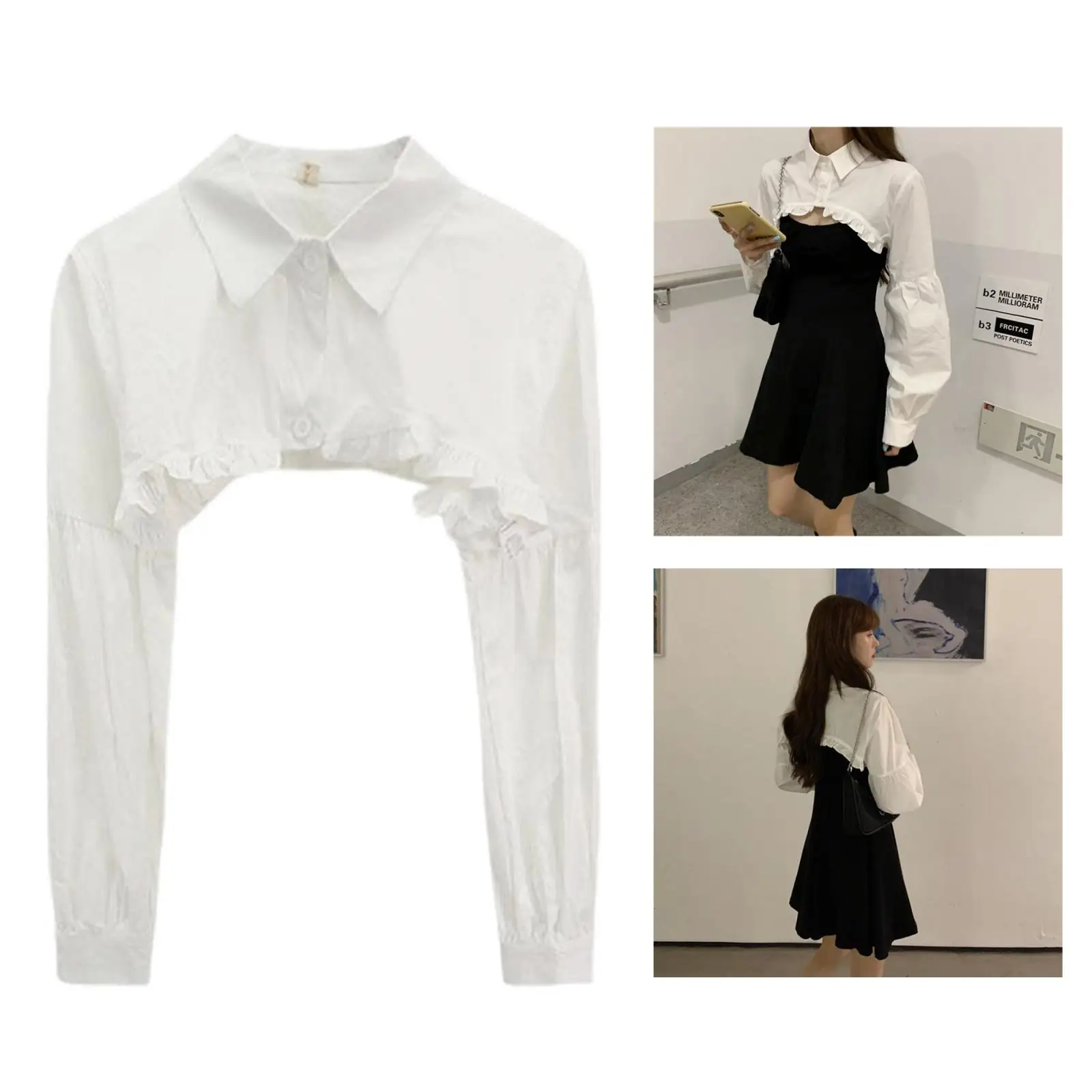 

White Women Fake Collar Stylish Newest Girl Half Blouse Detachable Dress Top
