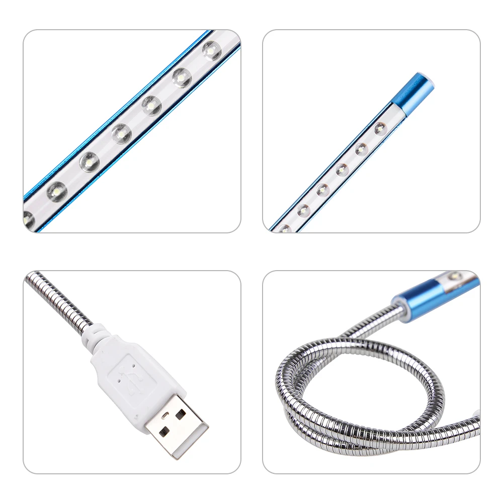 Anpro 1 шт. гибкий ультра яркий мини 10 светодиодный USB ночник настольная книга для чтения светодиодный светильник компьютерная лампа для клавиатуры для ПК ноутбука