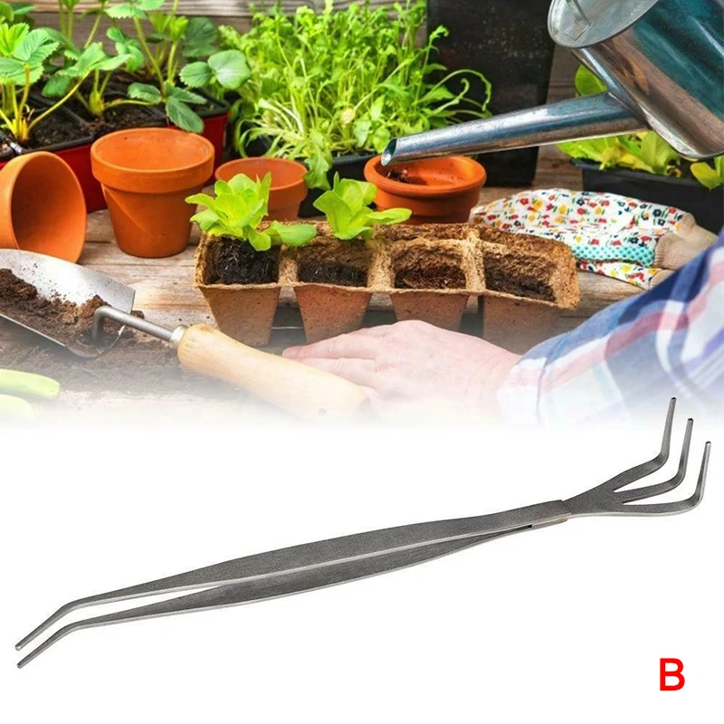 

2 in 1 Stainless Steel Bonsai Gardening Tools Root Rake Spatula Tweezers Garden VC