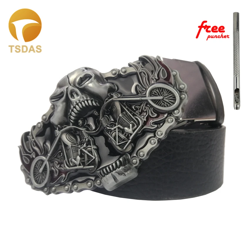 Пряжка для ремня в виде черепа с металлической серебристой отделкой стиле панк