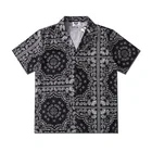 Рубашка мужская с принтом пейсли, Повседневная модная тонкая свободная пляжная сорочка с отложным воротником, в гавайском стиле, с коротким рукавом, в стиле Харадзюку, лето 2021