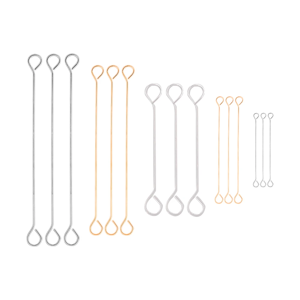 

50pcs/lot Steel Double Eye Pin Circle Cylinder Bar Earrings Making Connect Rod Metal Earrings Findings For Jewelry Supplies
