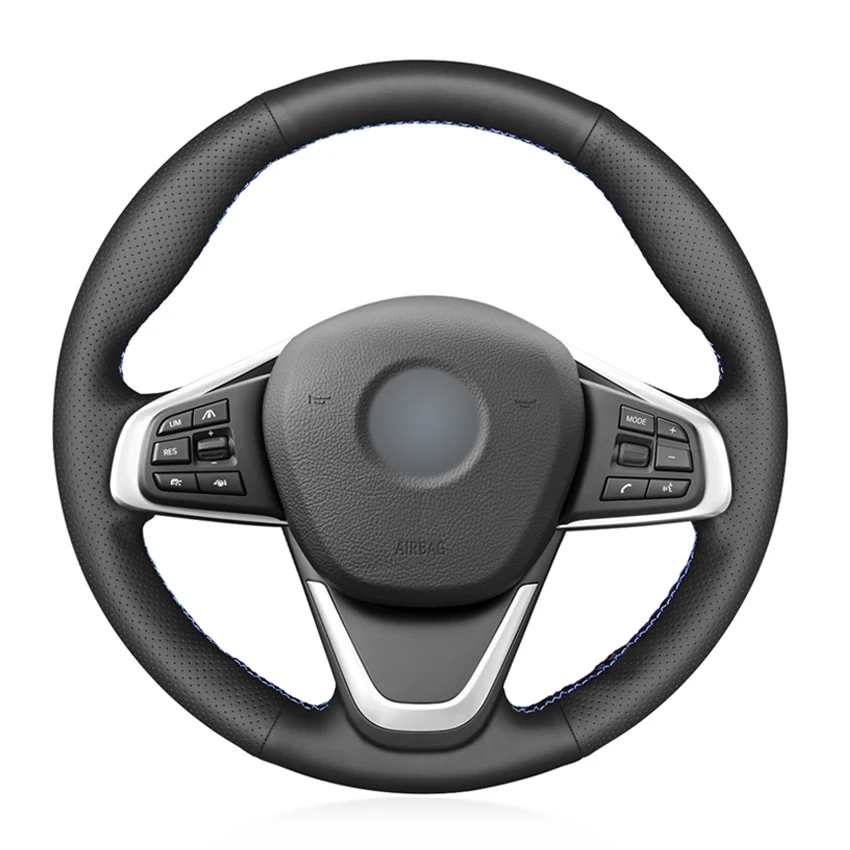 

Hand-stitched Black Genuine Leather No-slip Car Steering Wheel Cover for BMW F45 F46 X1 F48 2015 2016 2017 2018 2019 X2 F39