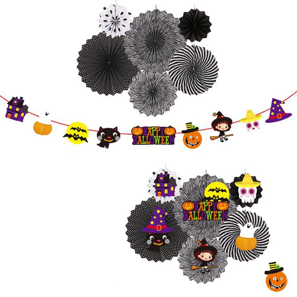 Dropshiping Хэллоуин декоративные настенные украшения DIY бумажный Веерообразный