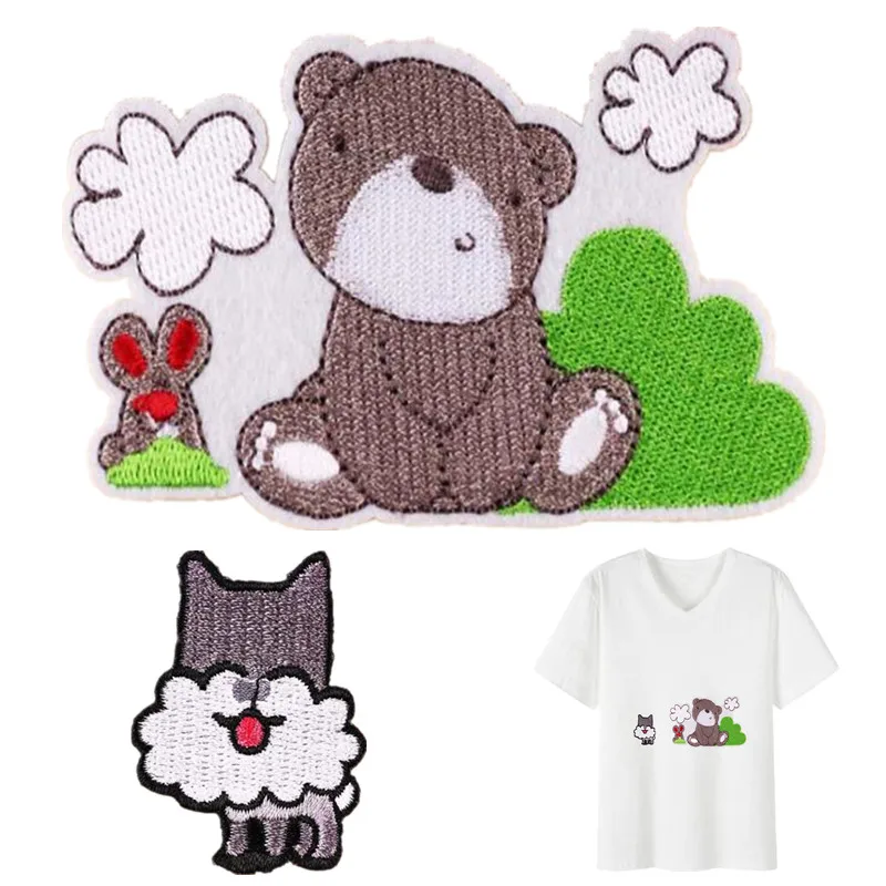 Железные нашивки Милая Аппликация для одежды аксессуары вышивка нашивка медведь