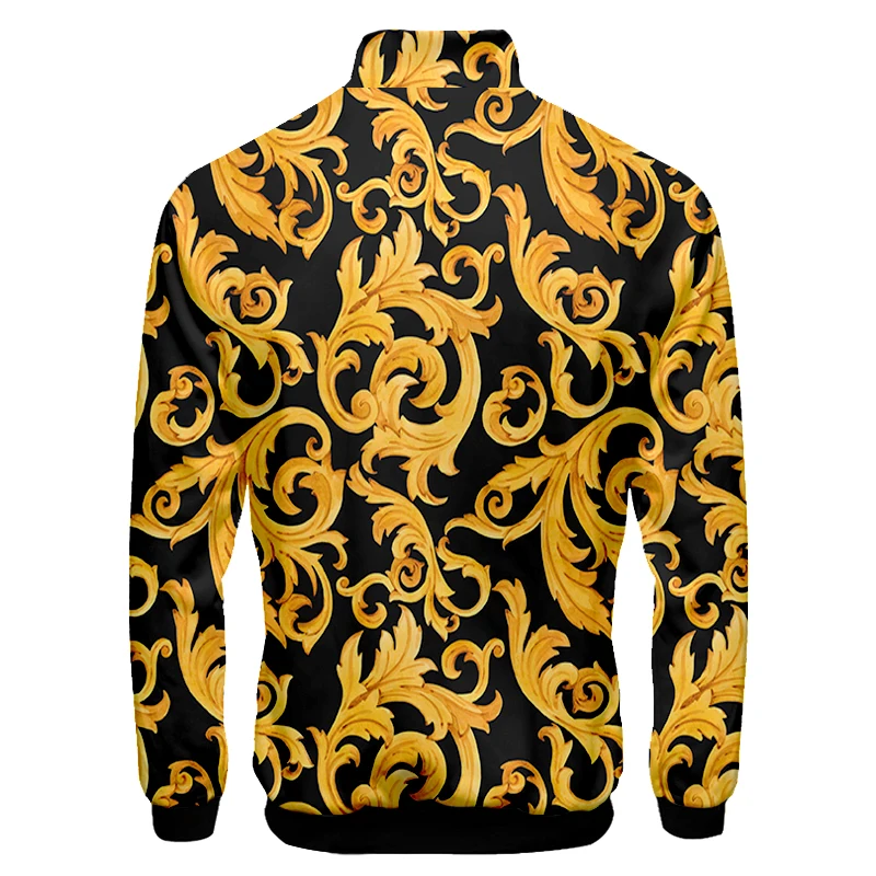 Куртка с воротником-стойкой 3D-принтом и золотыми цветами в стиле барокко |