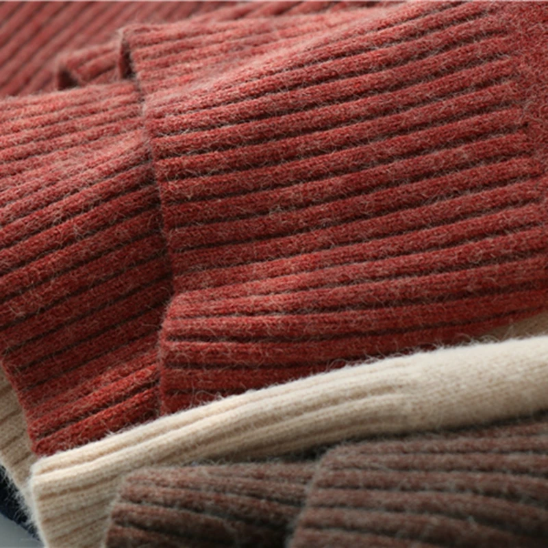 Женский кашемировый свитер GIGOGOU шерстяной пуловер оверсайз с высоким воротом