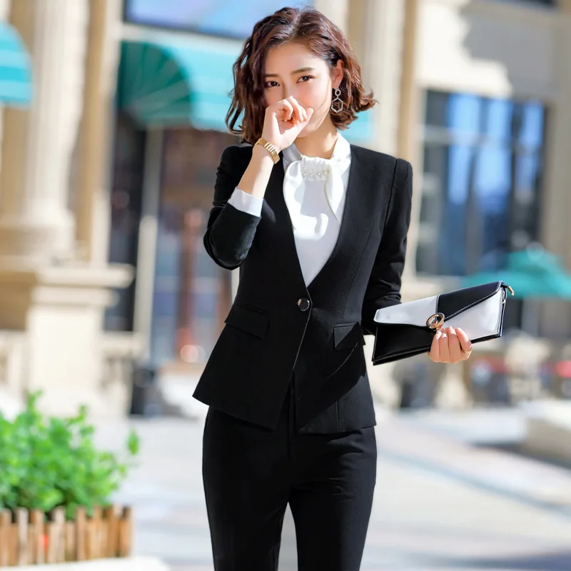 Модный профессиональный костюм с V образным вырезом Женский блейзер длинным